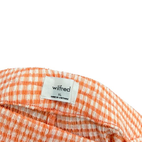 Aritzia Wilfred Verona Pant Seersucker Pull-On Gingham Orange Size XL - Picture 9 of 11